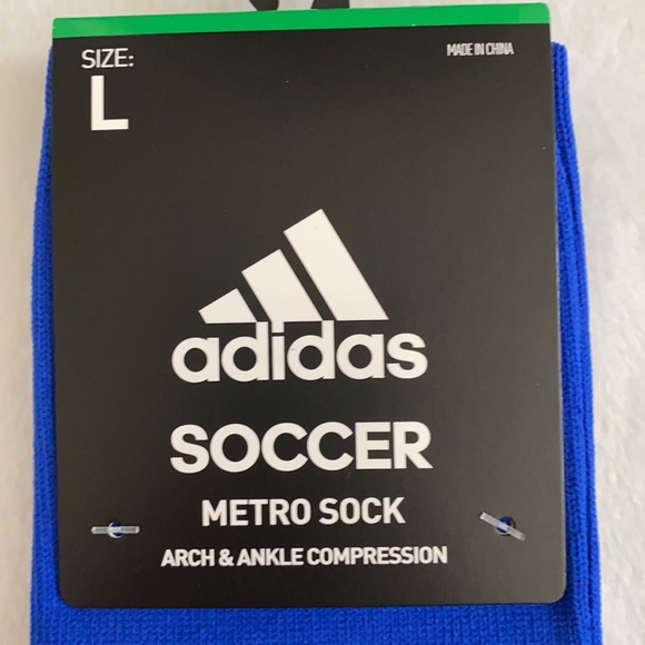 {NWT} Adidas | Metro IV OTC Soccer Socks Bold Blue/White/Clear Grey (L) - Picture 5 of 14